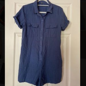 Blue linen romper